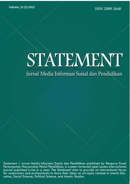					View Vol. 13 No. 2 (2023): Statement | Jurnal Media Informasi Sosial dan Pendidikan
				
